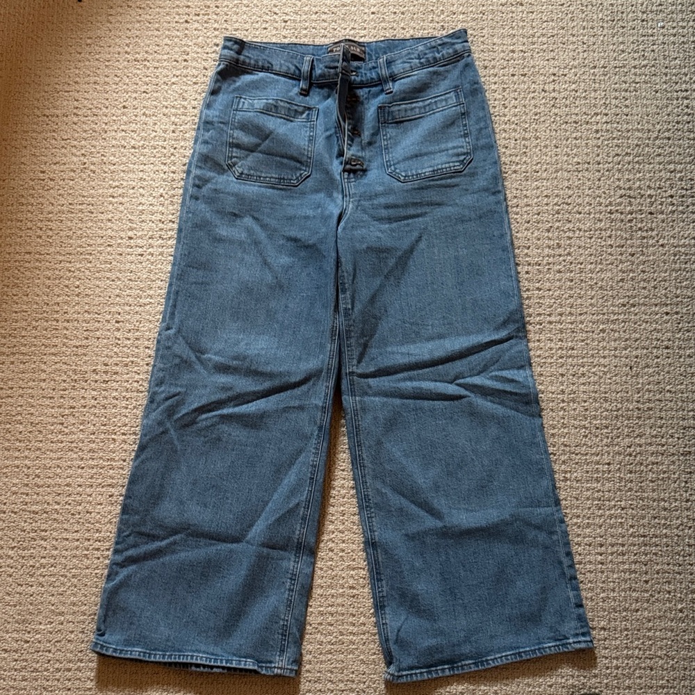 J Crew Point Sur Wide Leg Blue Jeans